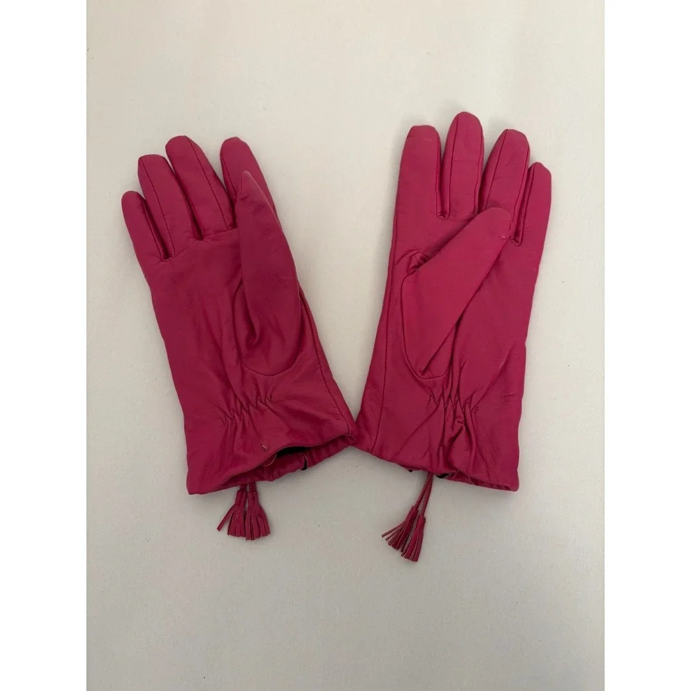 Merona Leather Gloves Women Small Pink Good Zipper Tassel Pig Suede Winter‎